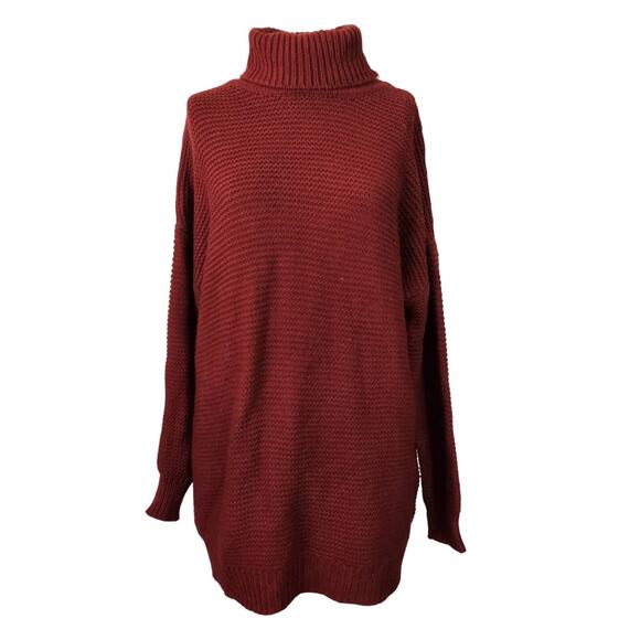 Red Oversized Turtleneck Sweater Size Medium - Picture 1 of 5
